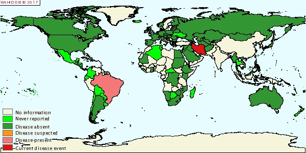 Distribution Map Glanders in 2016